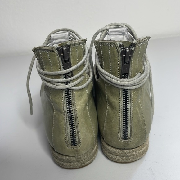 LD Tuttle Green Leather Open Toe Lace Up Back Zip Espadrilles Size 39 US 8 - Picture 4 of 8